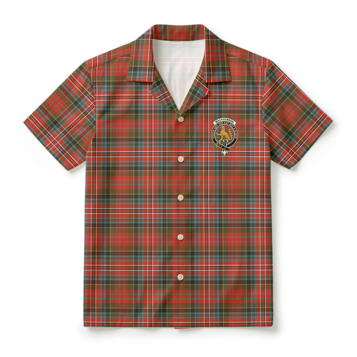 MacPherson Weathered Tartan Crest Hawaiian Shirt