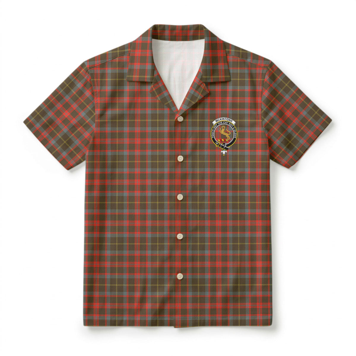 McKintosh Hunting Weathered Tartan Crest Hawaiian Shirt
