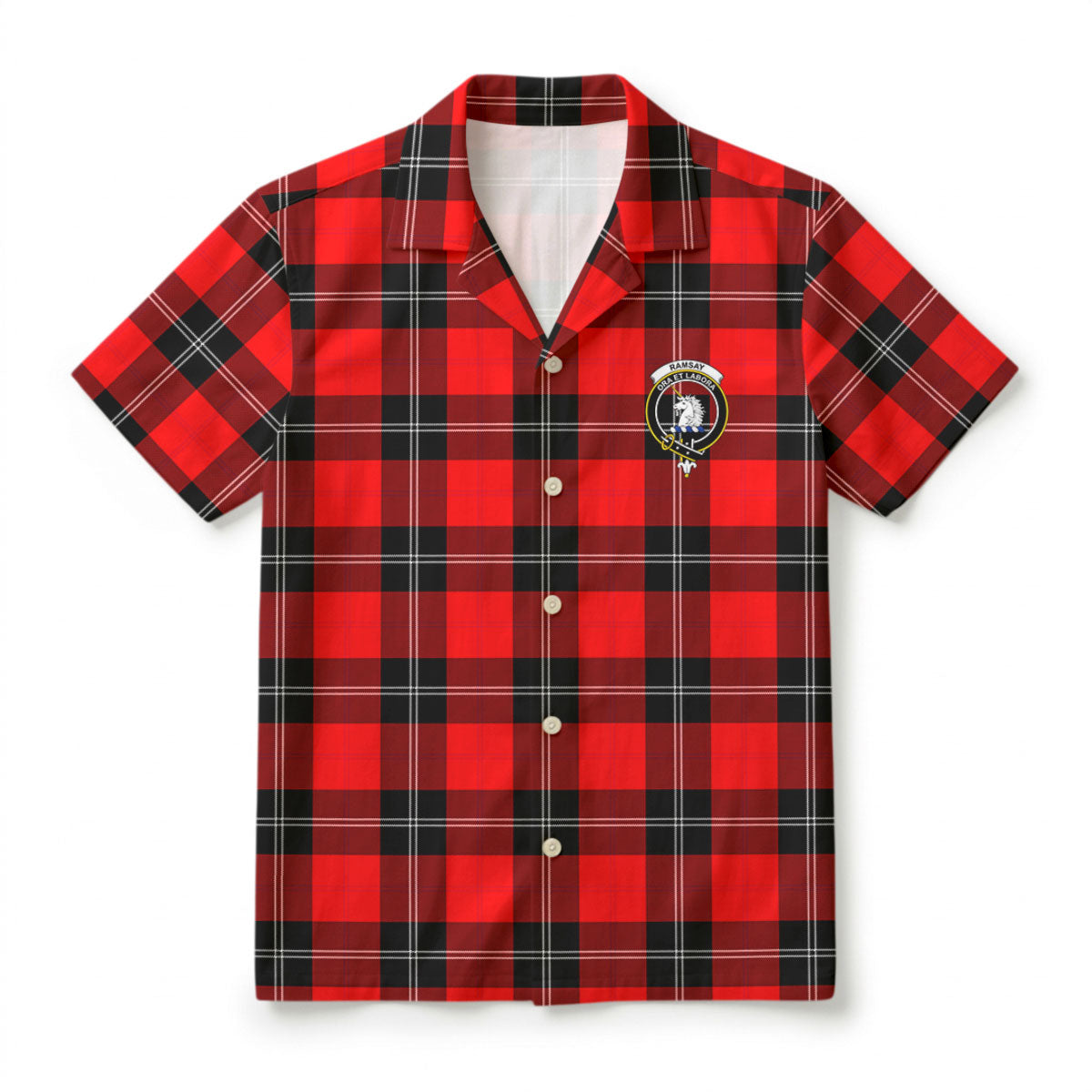 Ramsay Modern Tartan Crest Hawaiian Shirt