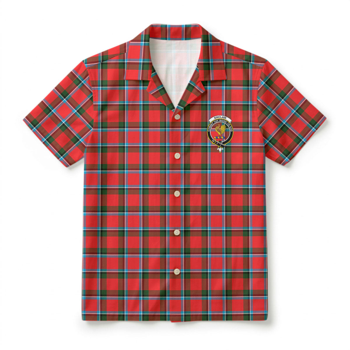 Sinclair Modern Tartan Crest Hawaiian Shirt