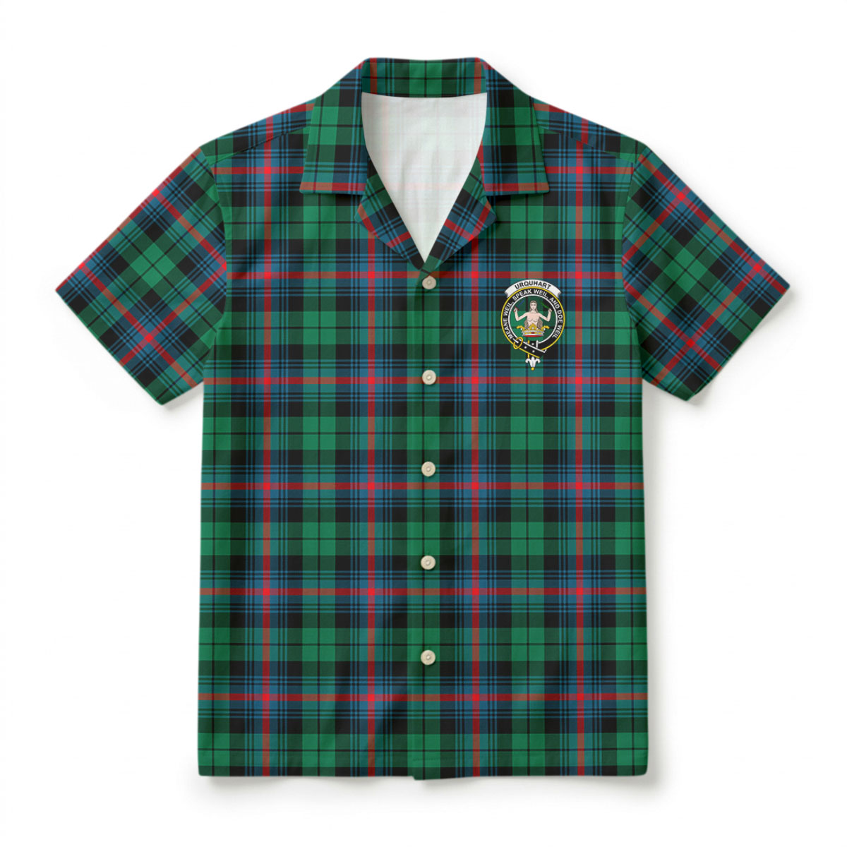 Urquhart Broad Red Ancient Tartan Crest Hawaiian Shirt