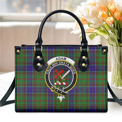 Adam Tartan Crest Leather Handbag