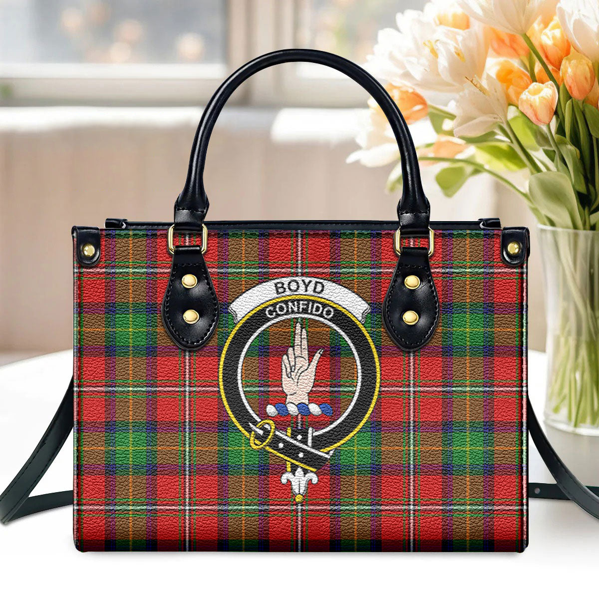 Boyd Modern Tartan Crest Leather Handbag