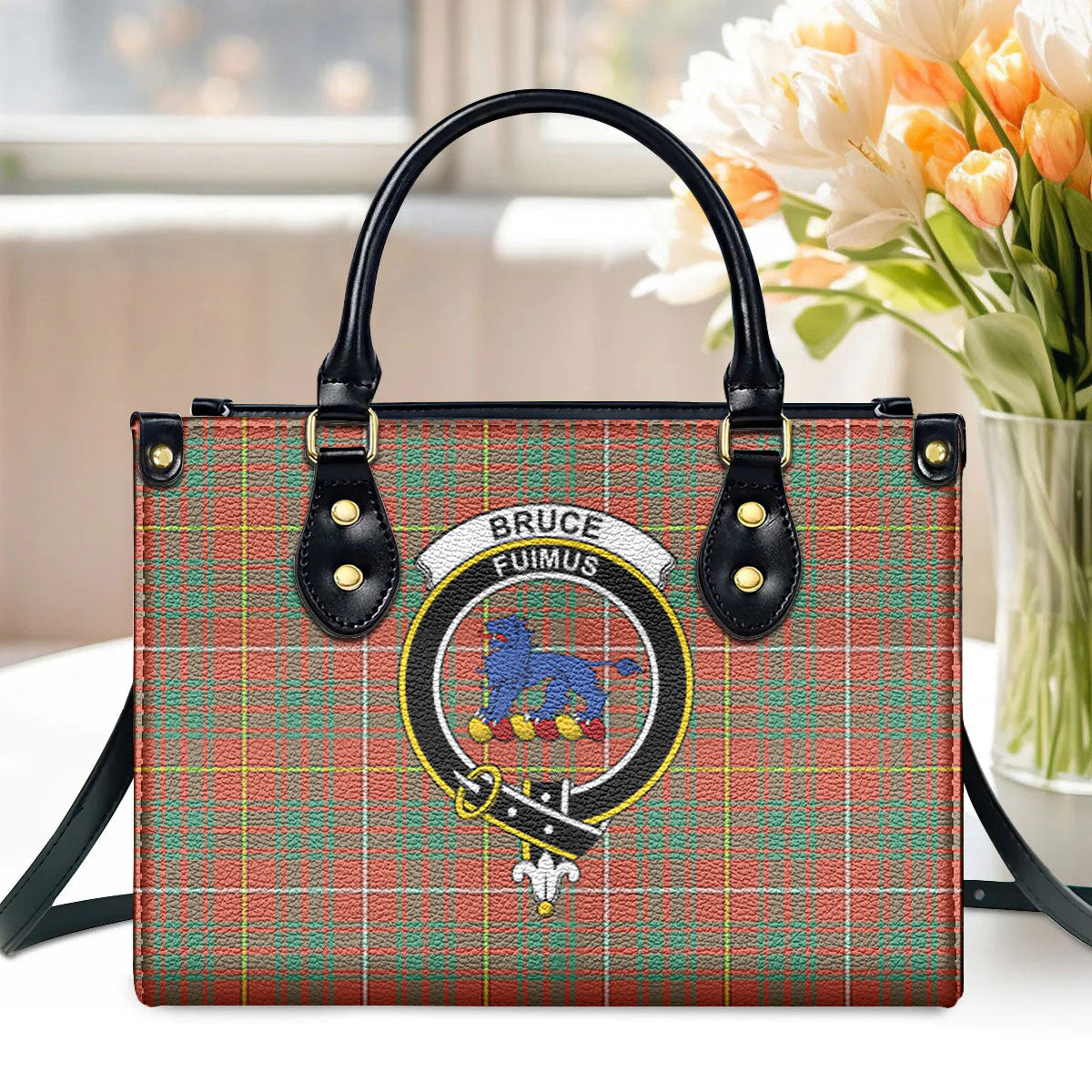 Bruce Ancient Tartan Crest Leather Handbag