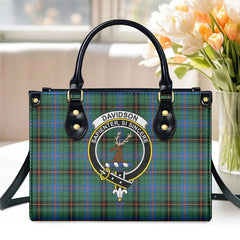 Davidson Ancient Tartan Crest Leather Handbag