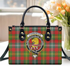 Forrester Tartan Crest Leather Handbag