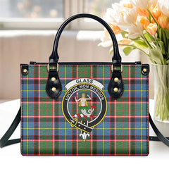 Glass Tartan Crest Leather Handbag