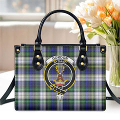 Gordon Dress Modern Tartan Crest Leather Handbag