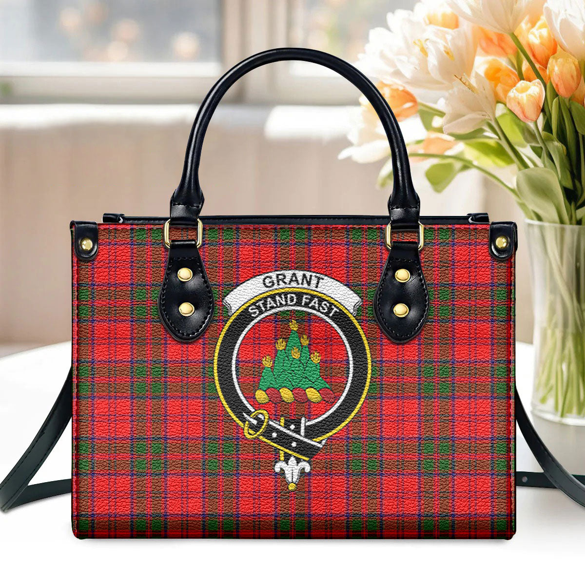 Grant Modern Tartan Crest Leather Handbag