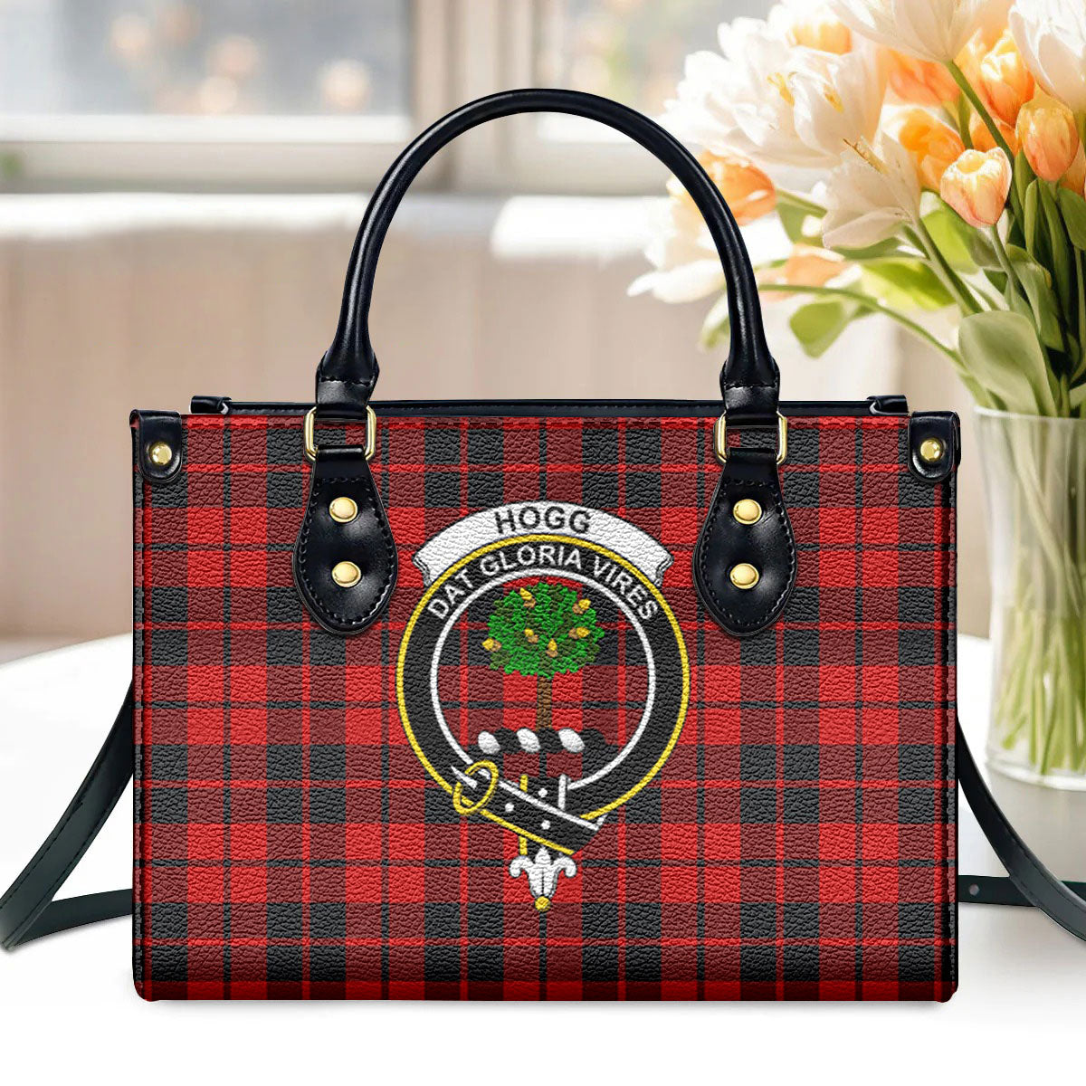 Hogg Tartan Crest Leather Handbag