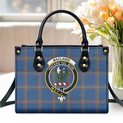 MacLaine of Loch Buie Hunting Ancient Tartan Crest Leather Handbag