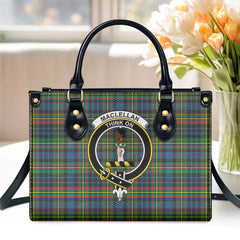 MacLellan Ancient Tartan Crest Leather Handbag