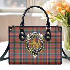 MacPherson Ancient Tartan Crest Leather Handbag