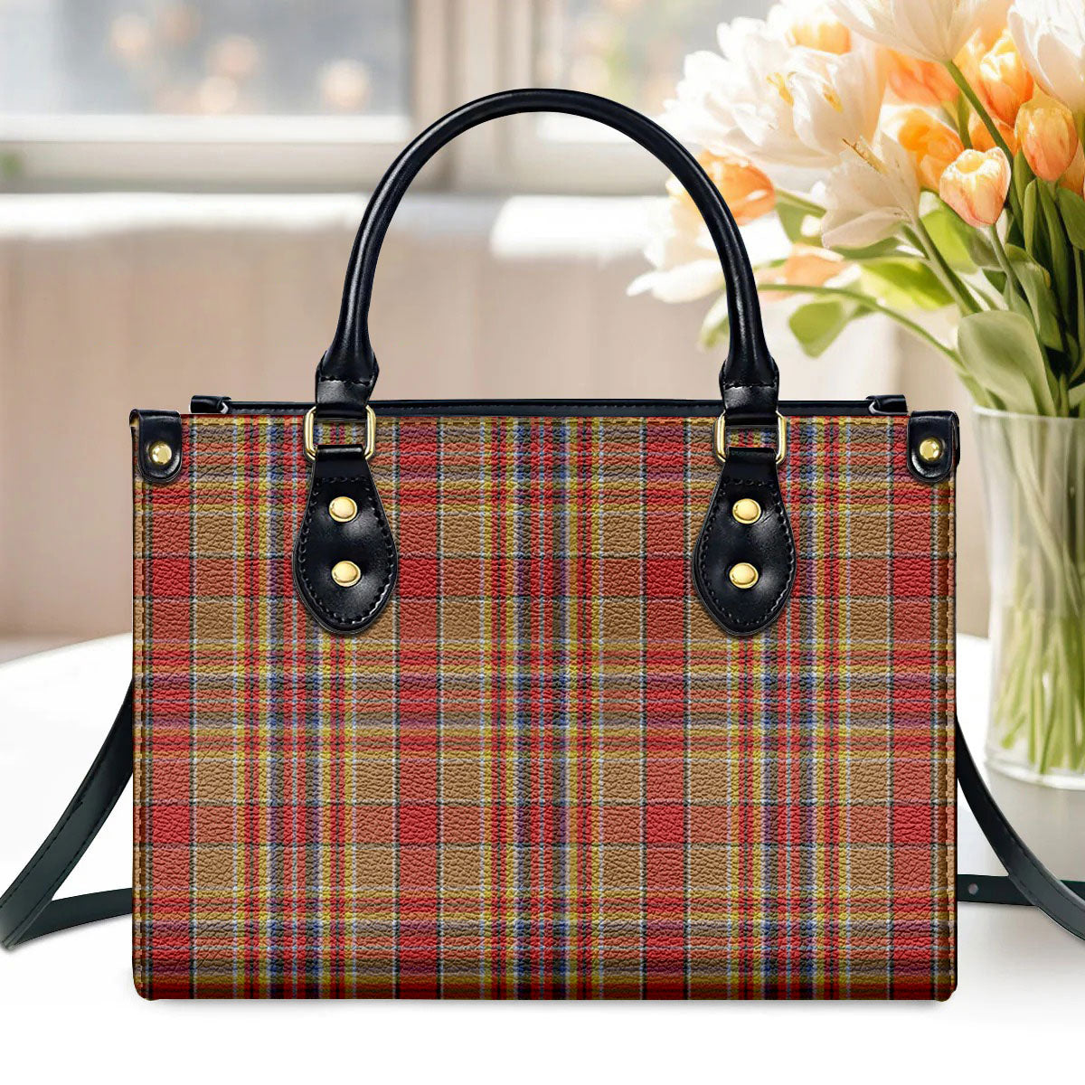 McGlashan Tartan Crest Leather Handbag