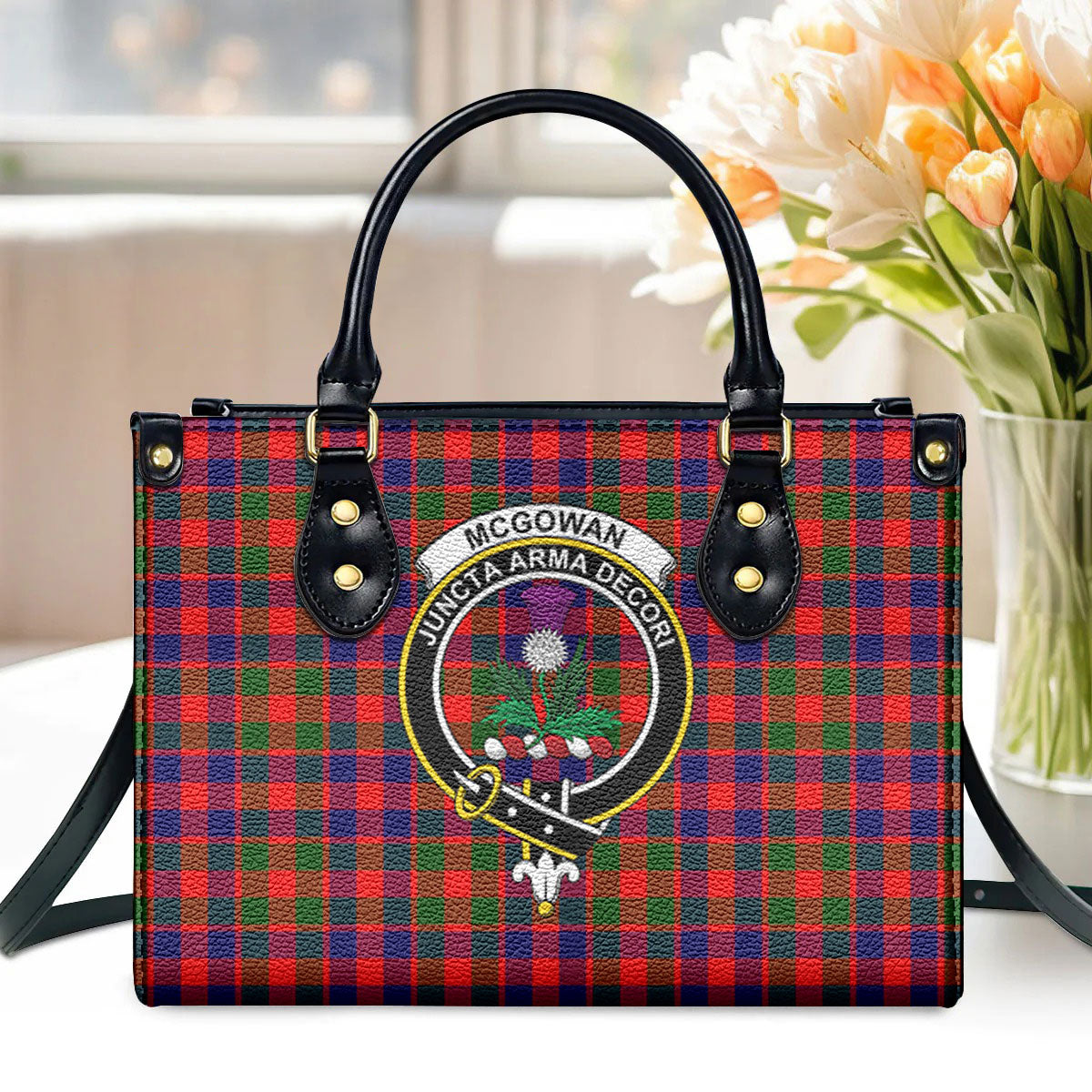 McGowan Tartan Crest Leather Handbag