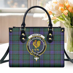 Sinclair Hunting Modern Tartan Crest Leather Handbag