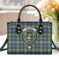 Watson Ancient Tartan Crest Leather Handbag