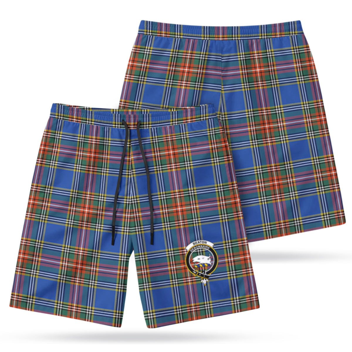 Beaton Ancient Tartan Crest Men's Beach Shorts