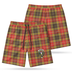 Buchanan Old Set Weathered Tartan Crest Men's Beach Shorts