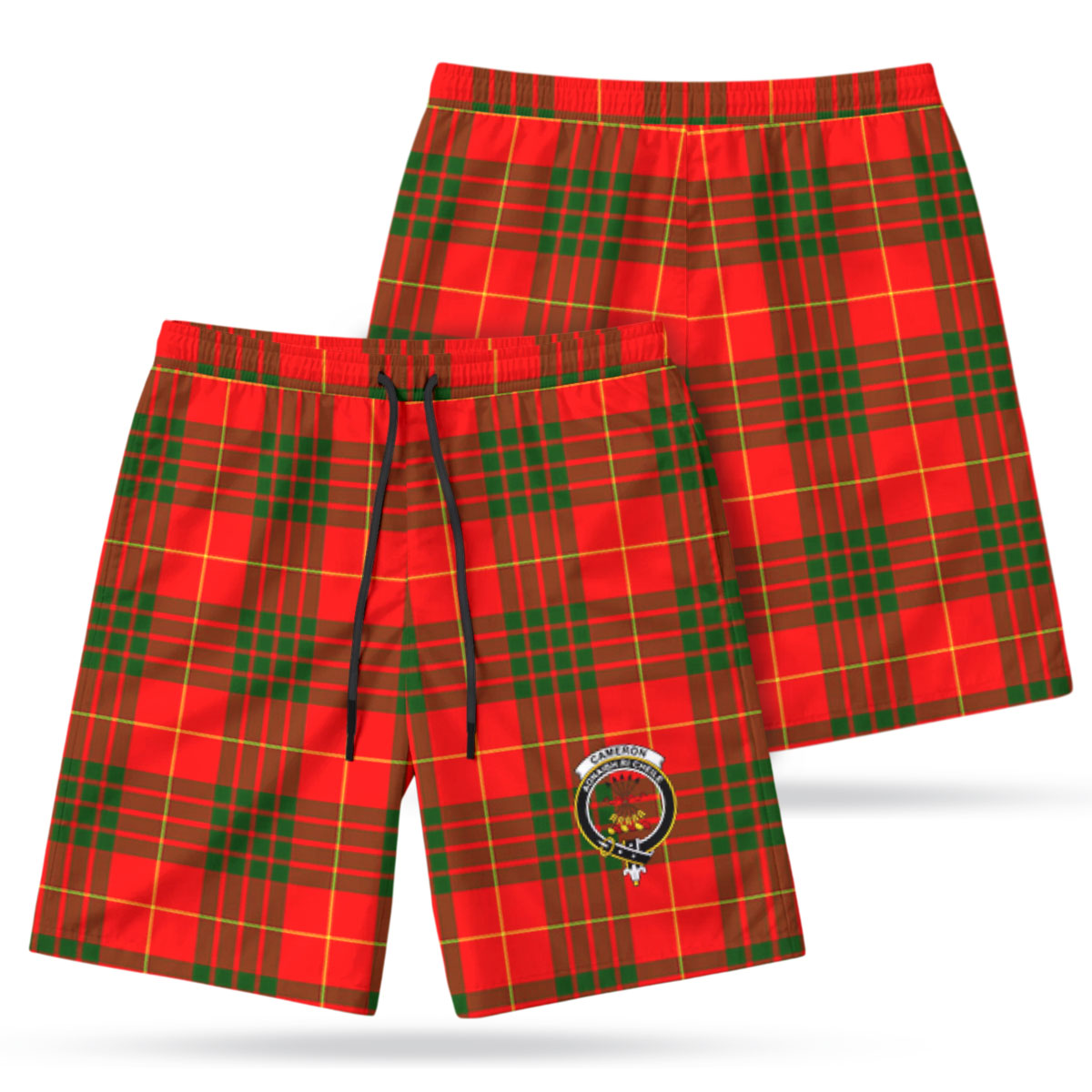 Cameron Modern Tartan Crest Men's Beach Shorts
