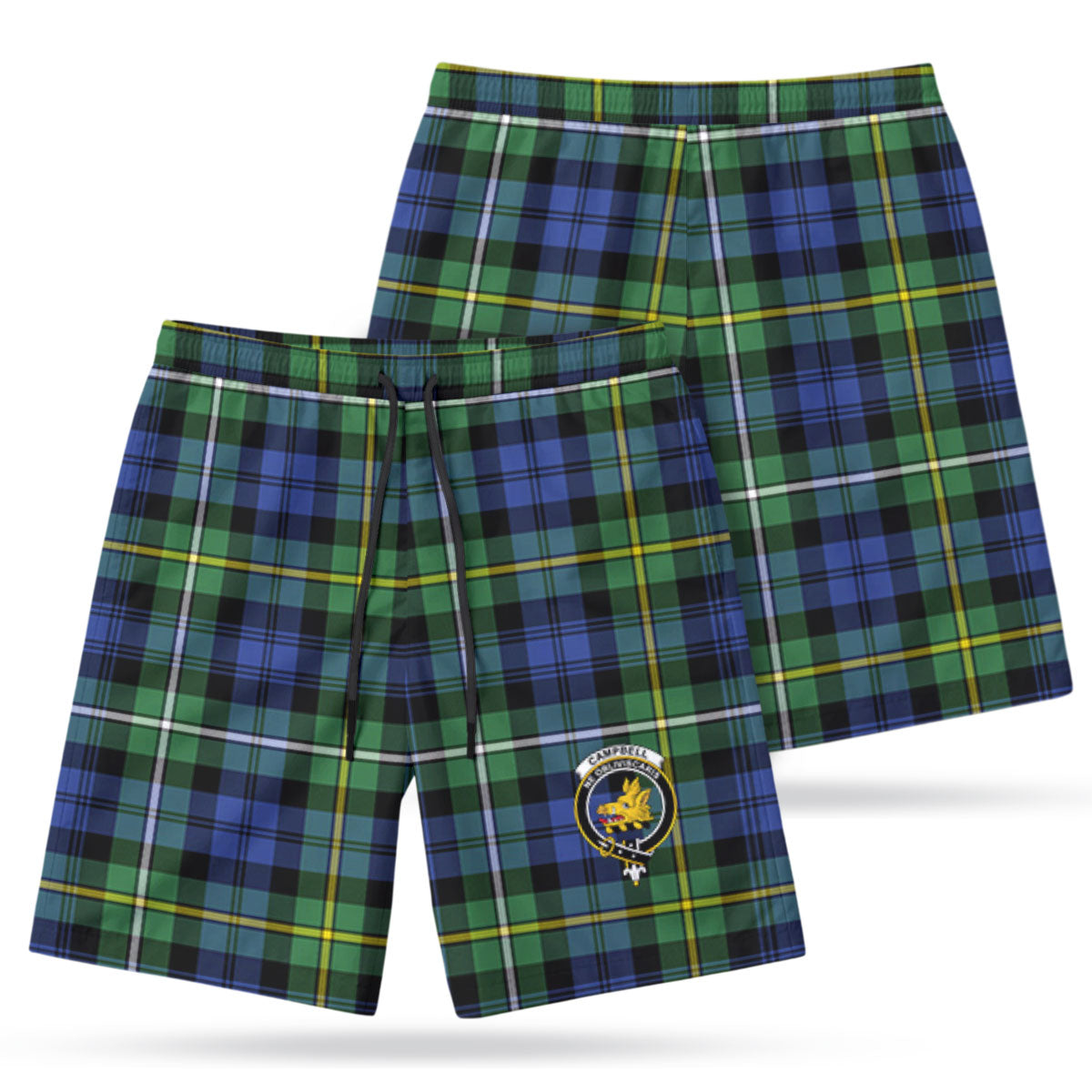 Campbell Argyll Ancient Tartan Crest Men's Beach Shorts