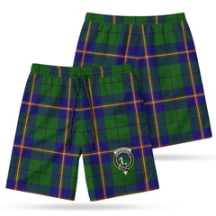 Carmichael Modern Tartan Crest Men's Beach Shorts