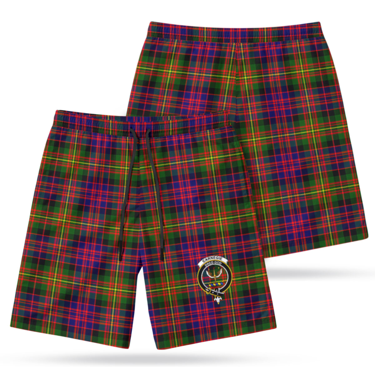 Carnegie Modern Tartan Crest Men's Beach Shorts