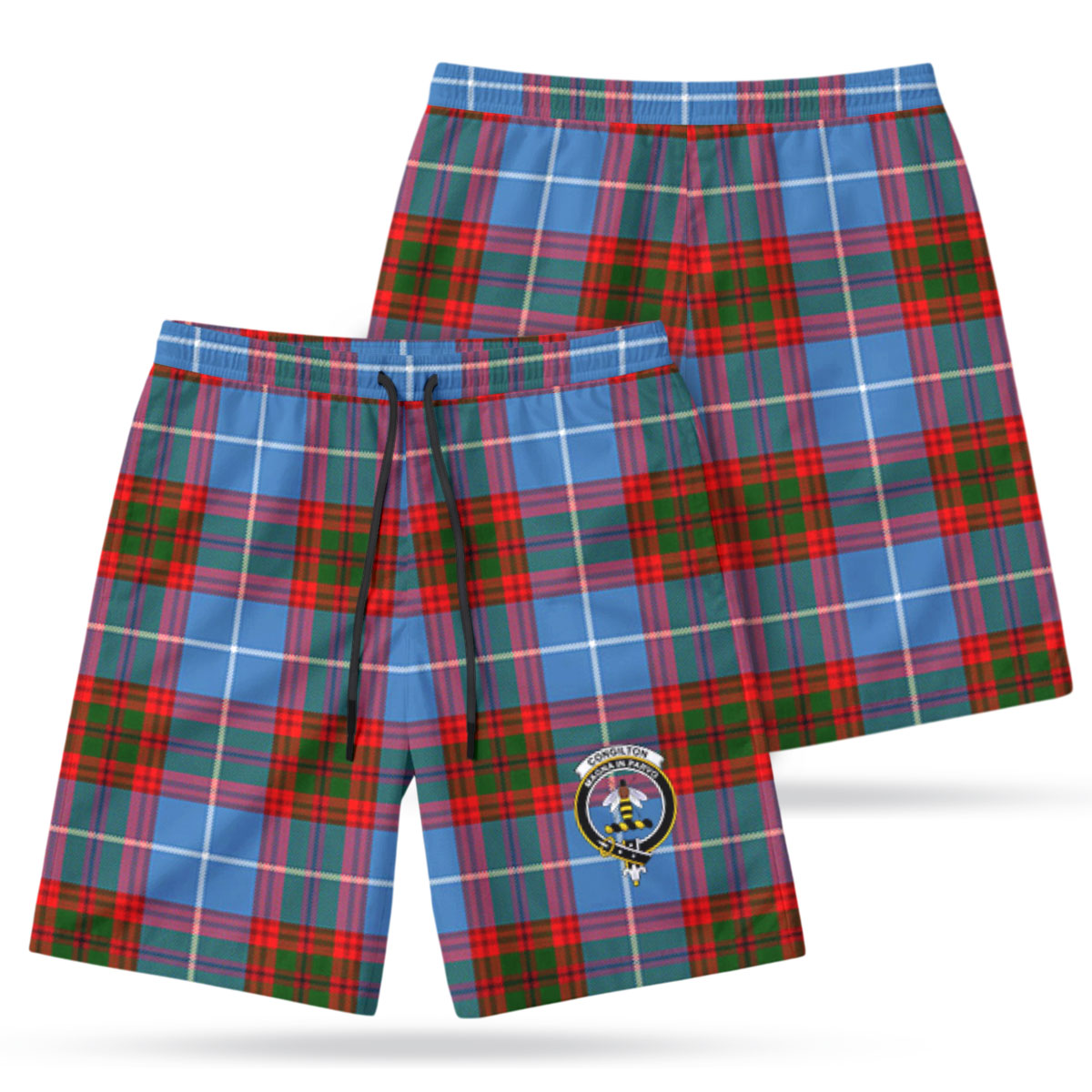 Congilton Tartan Crest Men's Beach Shorts
