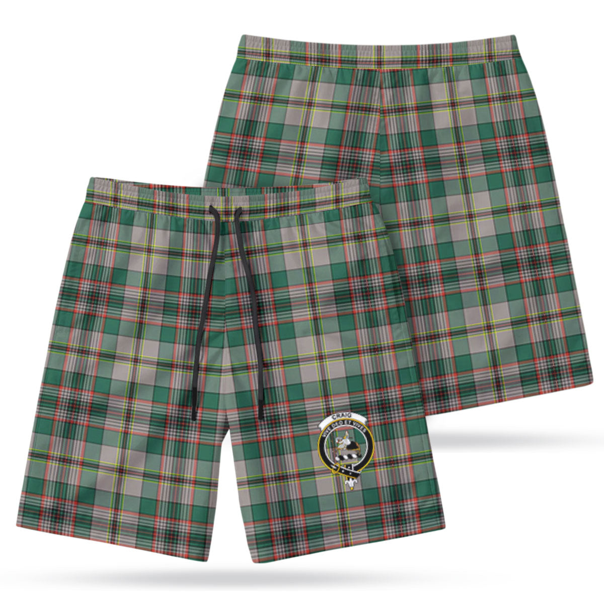 Craig Ancient Tartan Crest Men's Beach Shorts