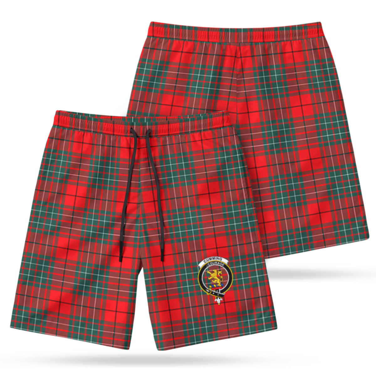 Cumming Modern Tartan Crest Men's Beach Shorts