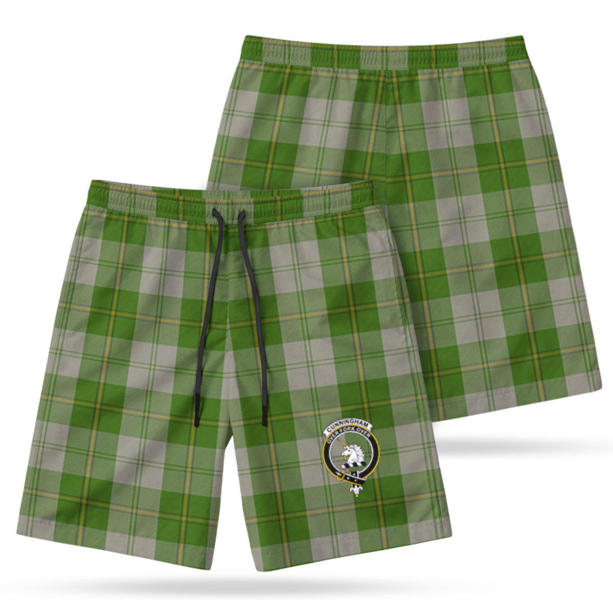 Cunningham Dress Green Dancers Tartan Crest Men's Beach Shorts