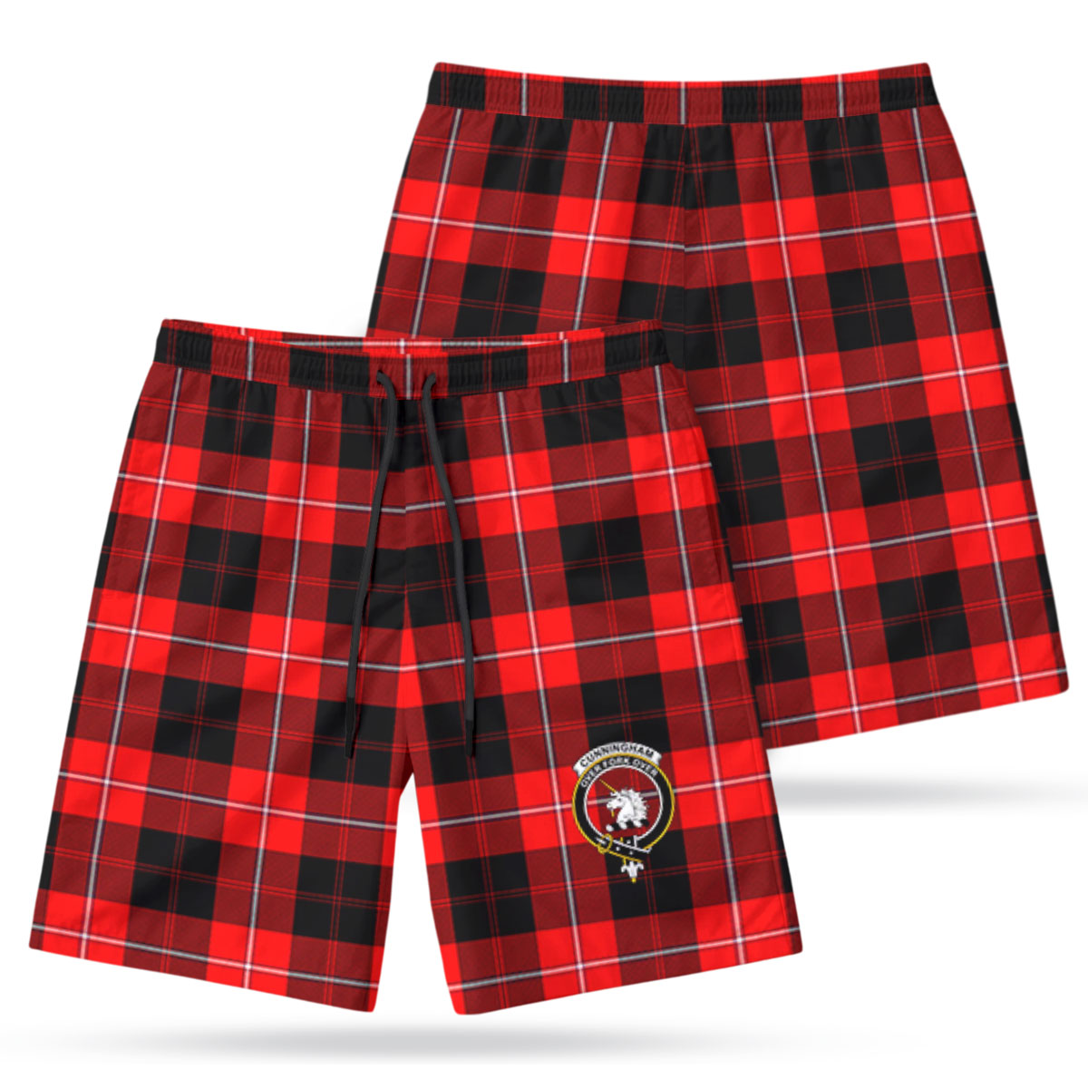 Cunningham Modern Tartan Crest Men's Beach Shorts