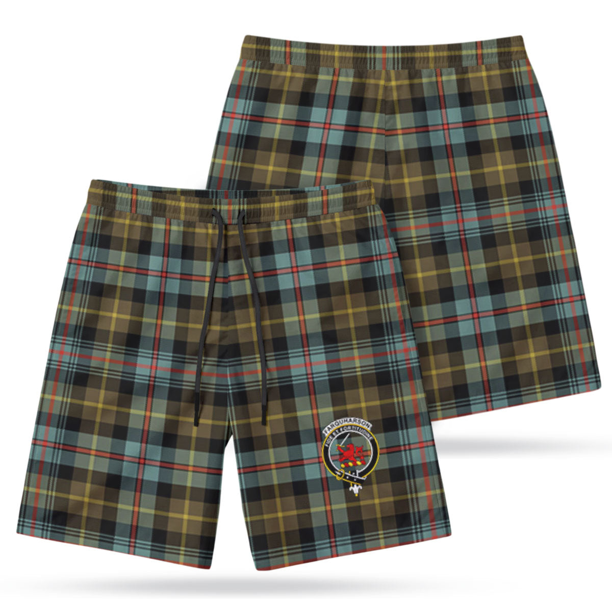 Farquharson Weathered Tartan Crest Men's Beach Shorts