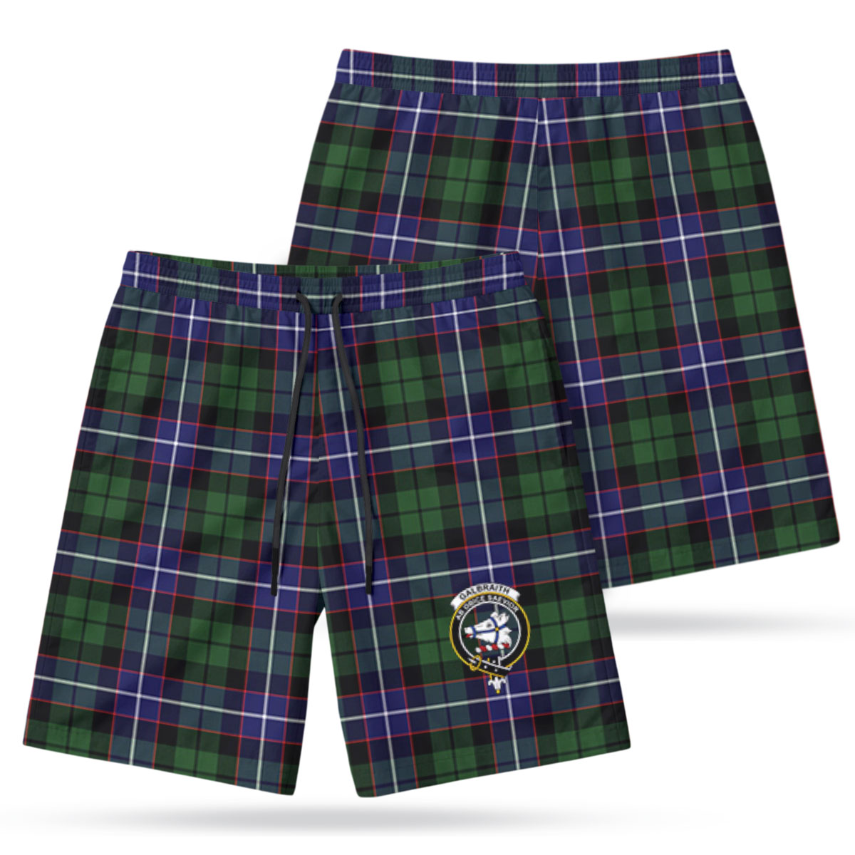 Galbraith Modern Tartan Crest Men's Beach Shorts