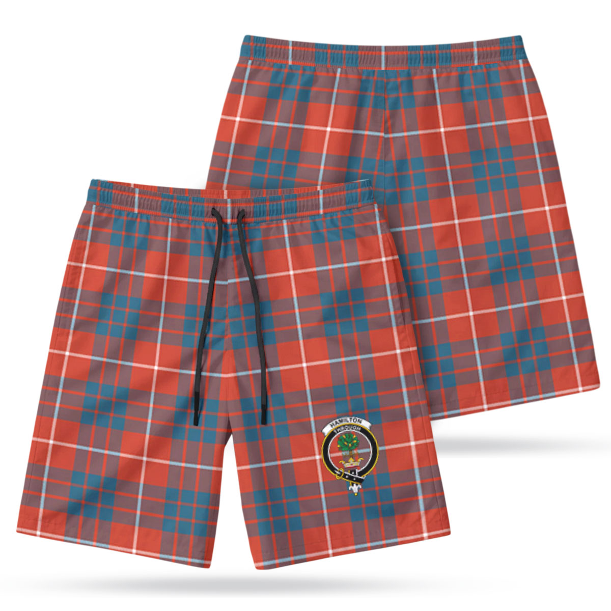 Hamilton Ancient Tartan Crest Men's Beach Shorts