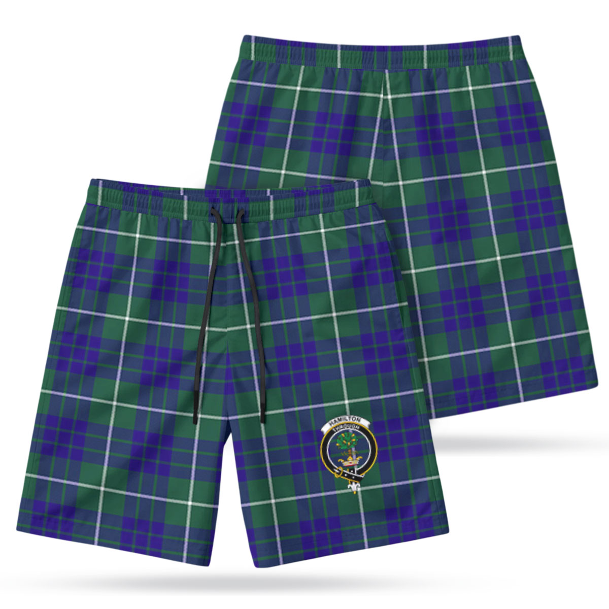 Hamilton Hunting Modern Tartan Crest Men's Beach Shorts