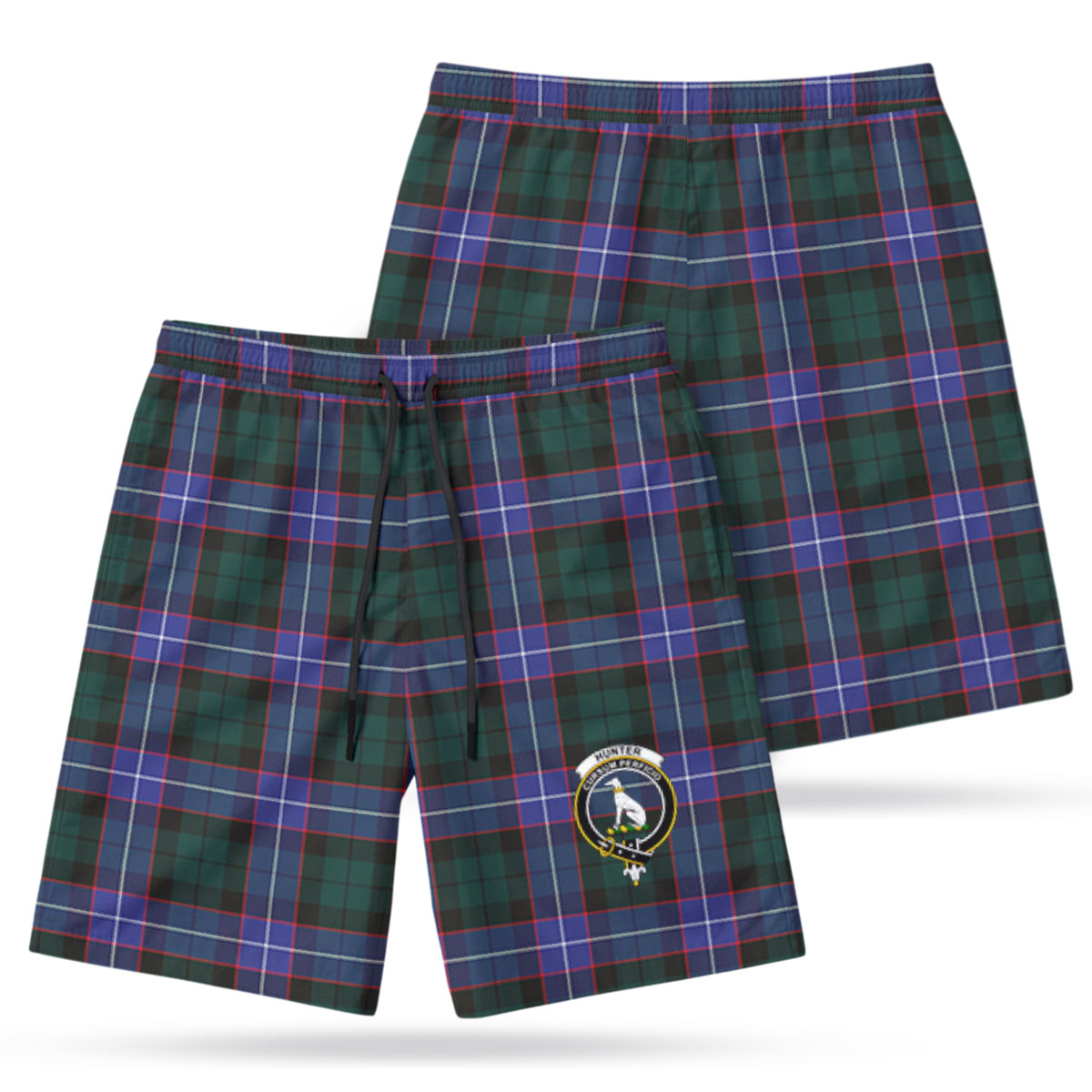 Hunter Modern Tartan Crest Men's Beach Shorts