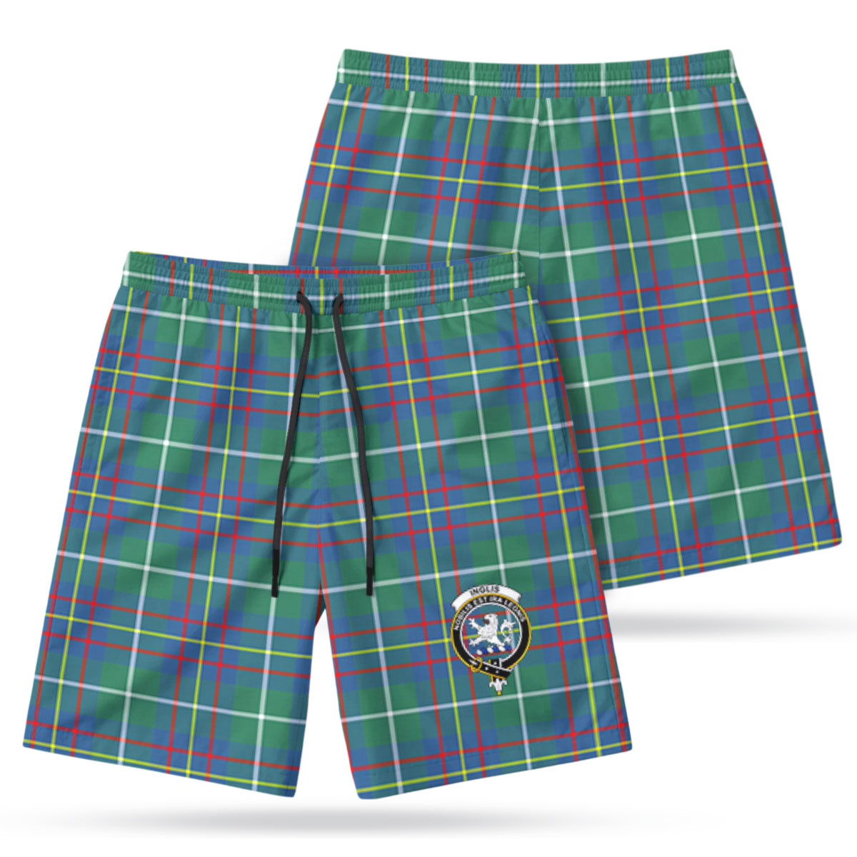Inglis Ancient Tartan Crest Men's Beach Shorts