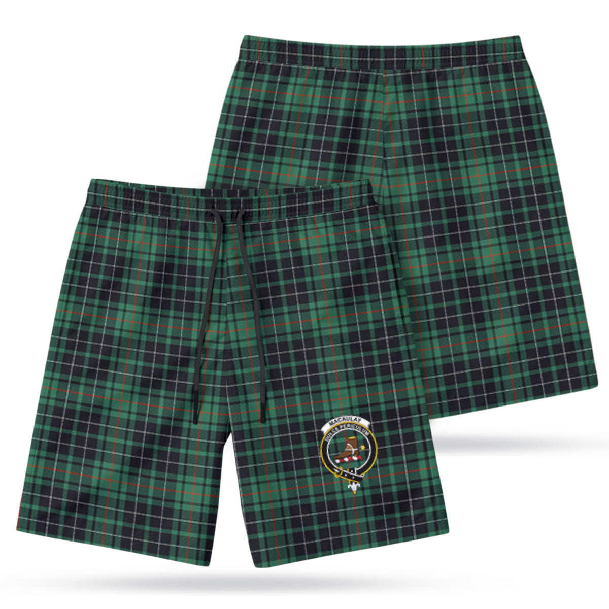 MacAulay Hunting Ancient Tartan Crest Men's Beach Shorts
