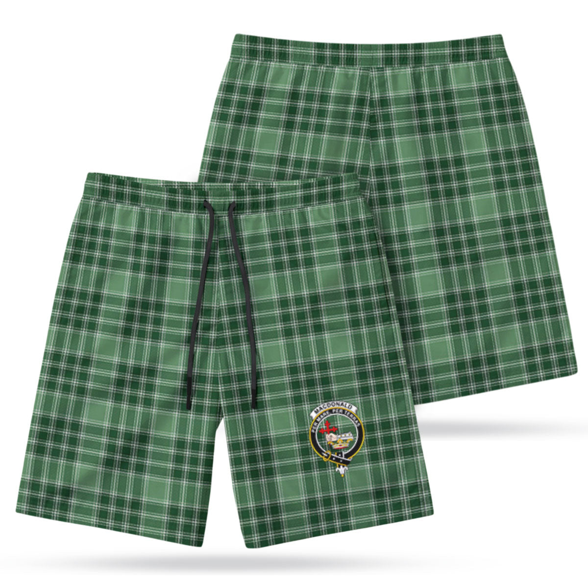 MacDonald Lord of the Isles Hunting Tartan Crest Men's Beach Shorts