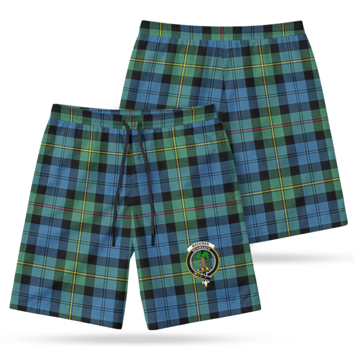 MacEwan Ancient Tartan Crest Men's Beach Shorts