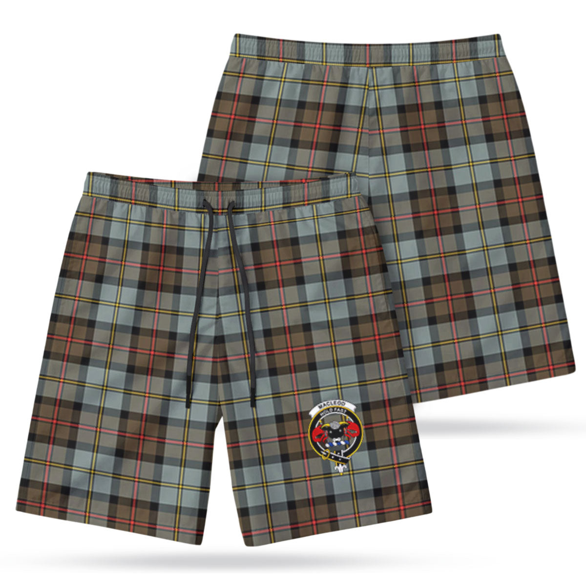 MacLeod of Harris Weathered Tartan Crest Men's Beach Shorts