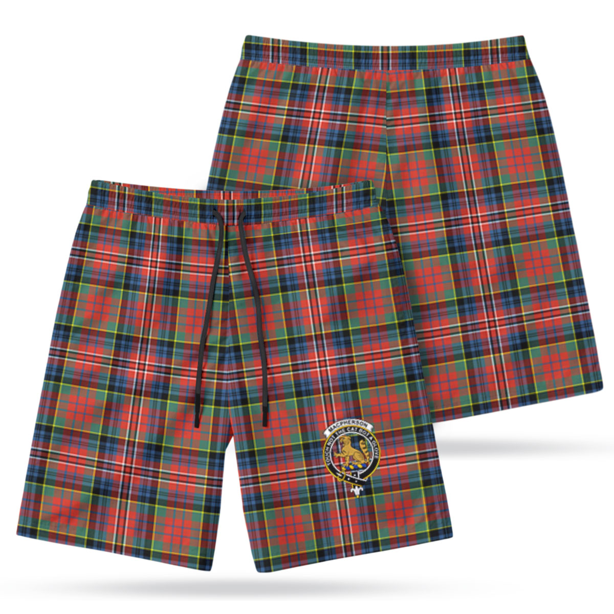 MacPherson Ancient Tartan Crest Men's Beach Shorts
