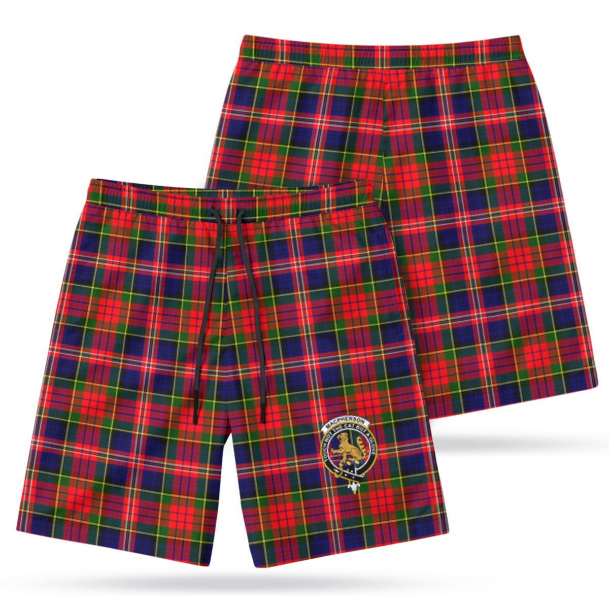 MacPherson Modern Tartan Crest Men's Beach Shorts