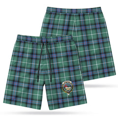 McDonald of the Isles Hunting Ancient Tartan Crest Men's Beach Shorts