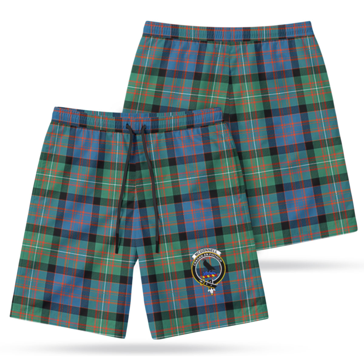 McDonnell of Glengarry Ancient Tartan Crest Men's Beach Shorts