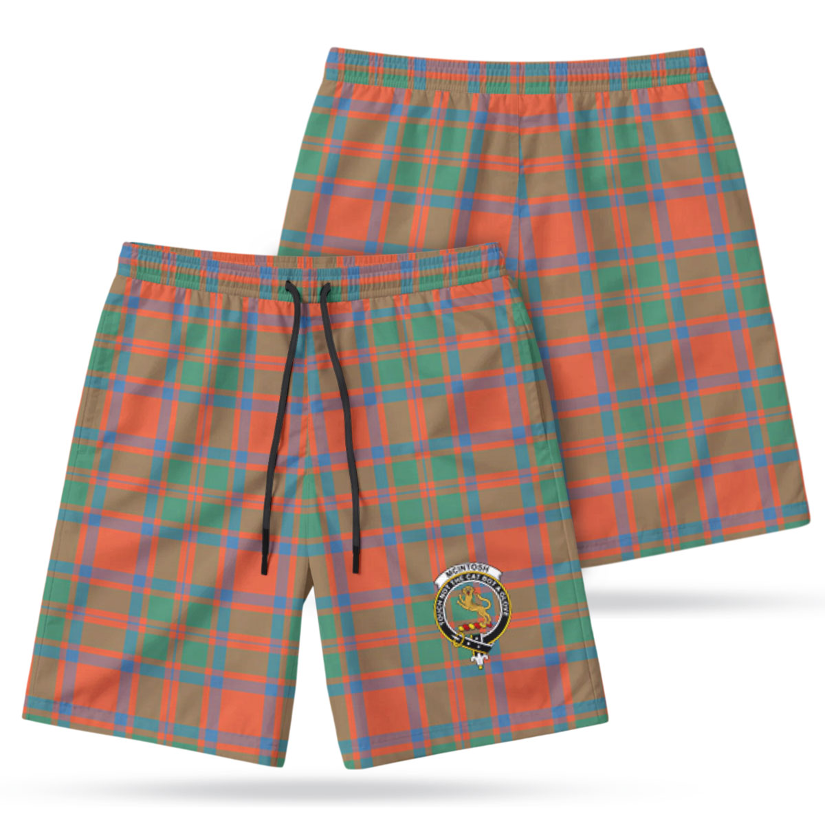 McIntosh Ancient Tartan Crest Men's Beach Shorts