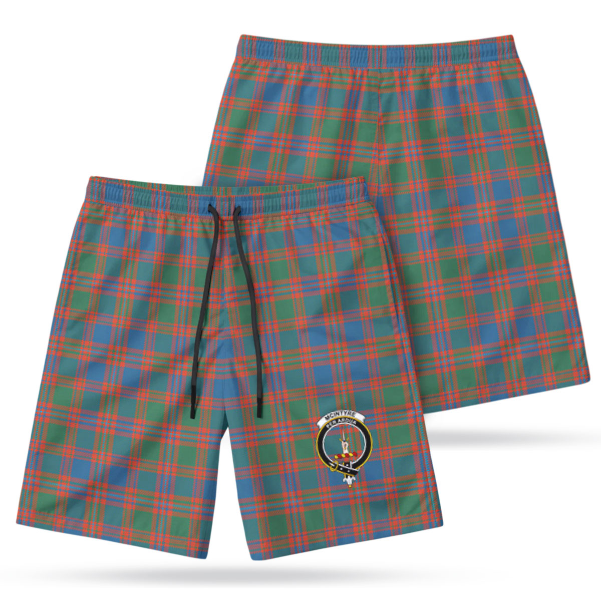 McIntyre Ancient Tartan Crest Men's Beach Shorts