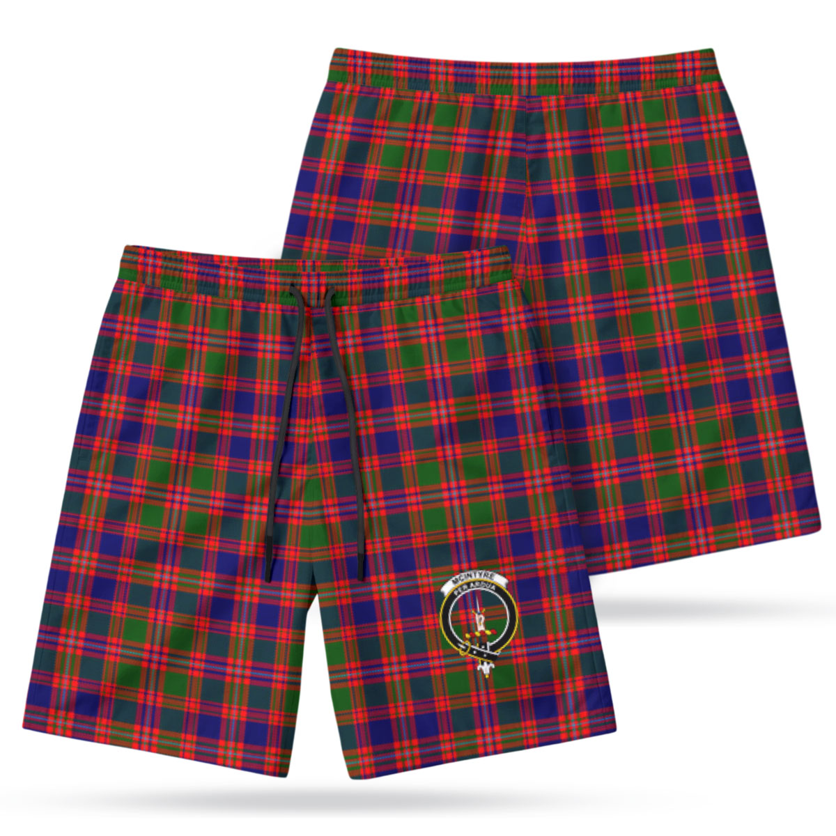 McIntyre Modern Tartan Crest Men's Beach Shorts