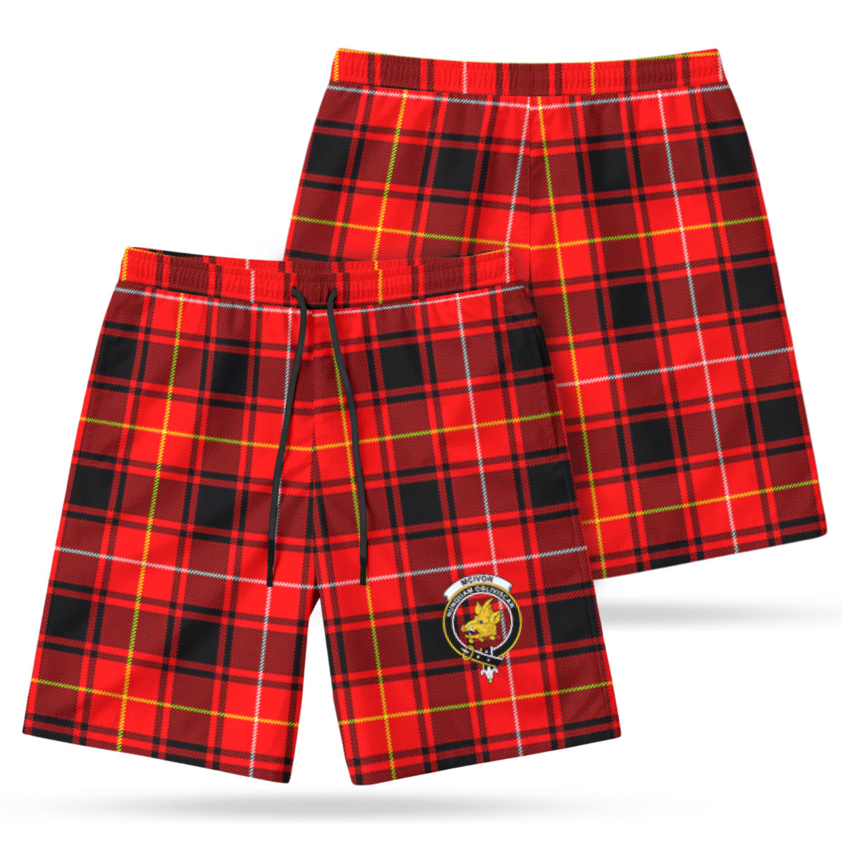 McIvor Tartan Crest Men's Beach Shorts